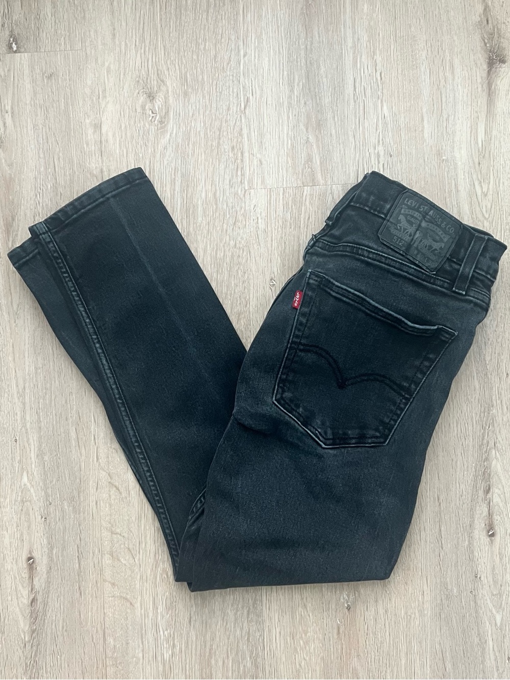 Levi's 512 Slim Taper Jeans Men 30x30 Black Gray Wash Stretch Denim (Fits 30x28)